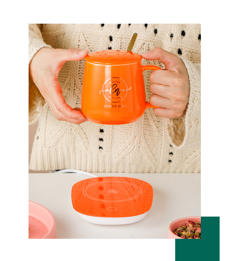 38-Section Gift Ceramic Warm Cup Insulation Heating Smart Coaster 55 Degrees Thermal Cup Coffee Cup Milk Cup Wholesale