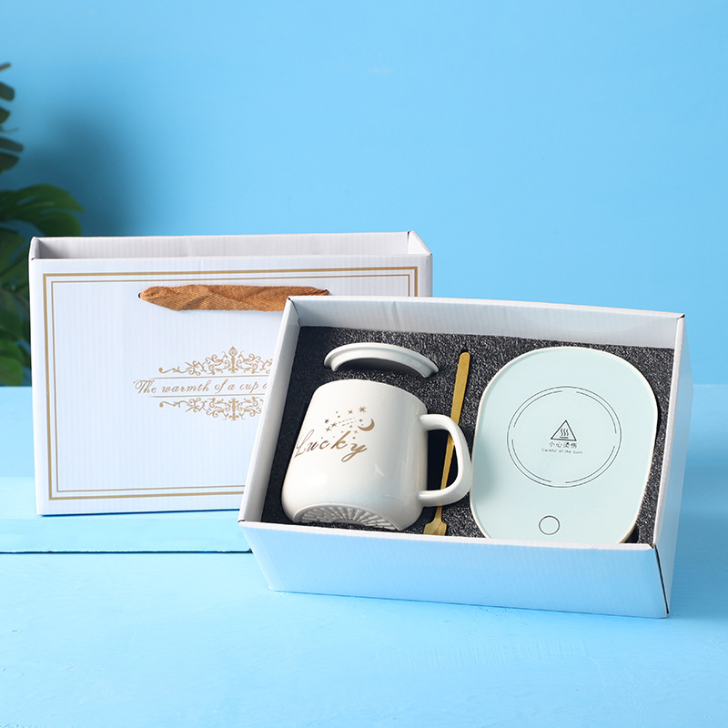 55 Degrees Thermal Cup Ceramic Coffee Cup Warm Cup Smart Heating Coaster Warm-Keeping Water Cup Base Hot Milk Logo