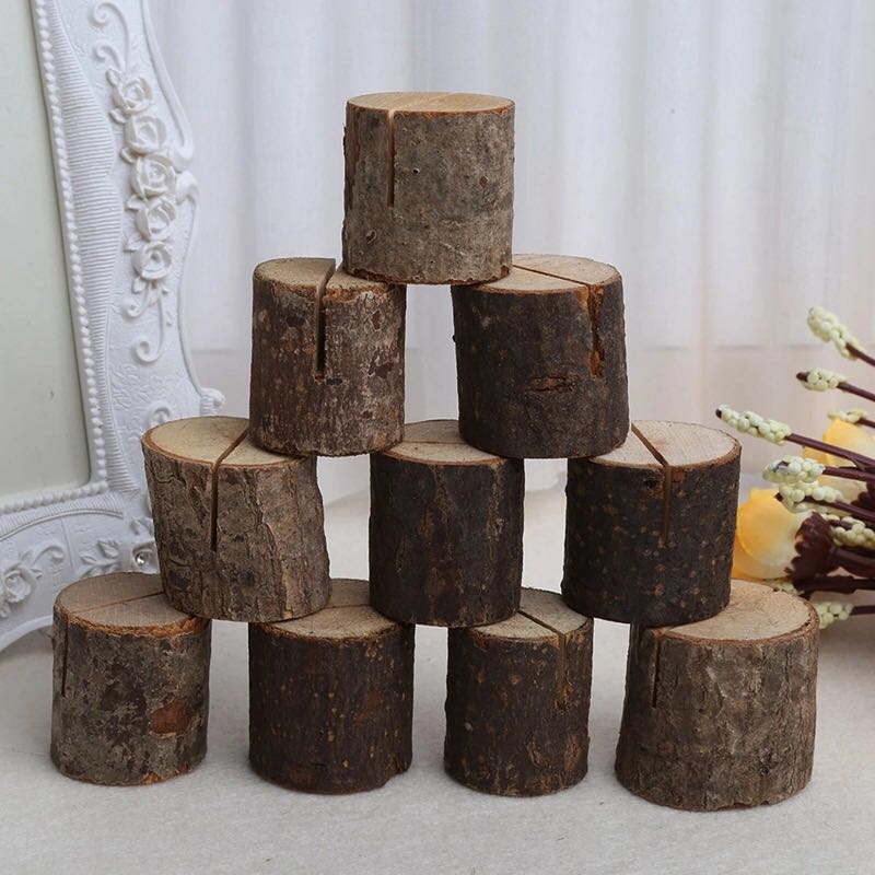Wooden base country wedding table several places name memo card rack DIY family wedding party dress