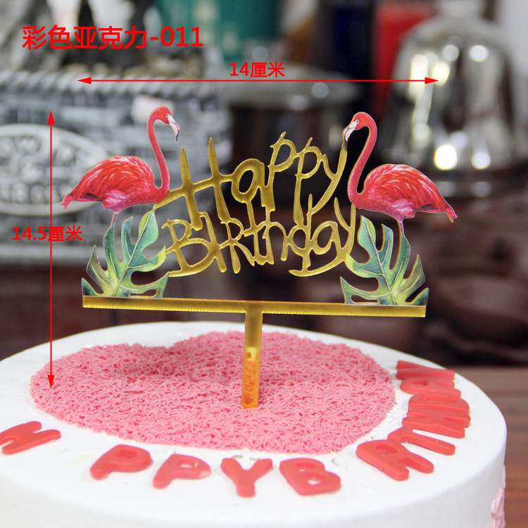New Wholesale Color Double Layer Acrylic Insertion Color Red Cartoon Cake Decorative Flag Dessert Table Decorative Card