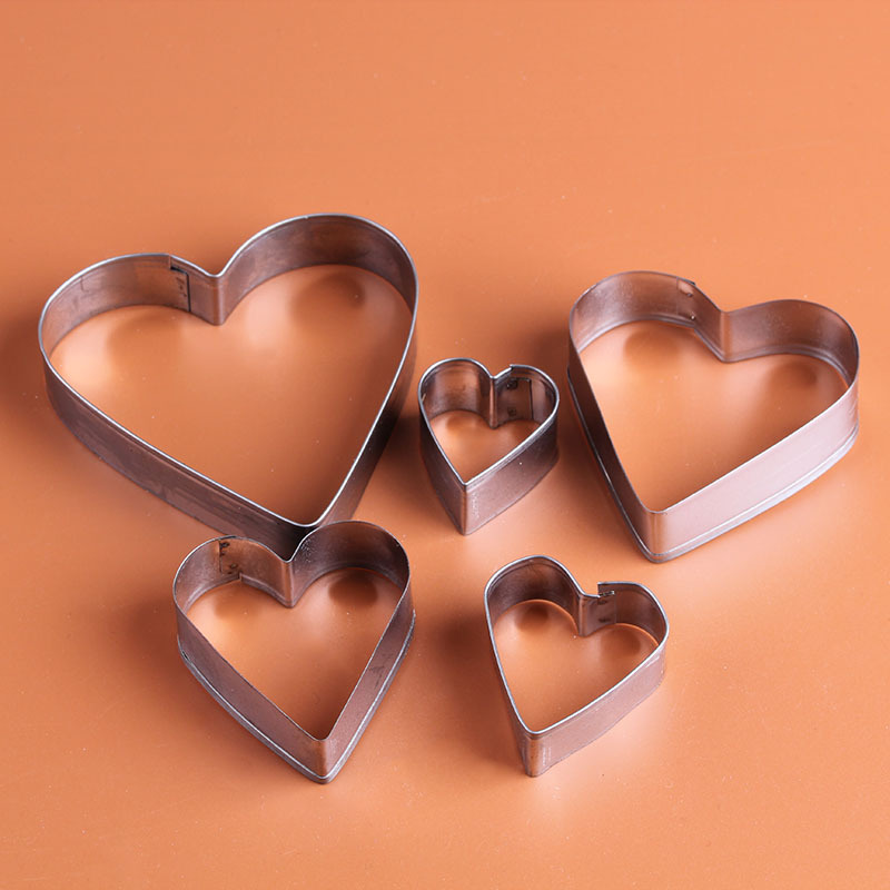 Stainless steel cookies baking mold 5 tools set heart shape sugar cake mold manufacturers direct marketing