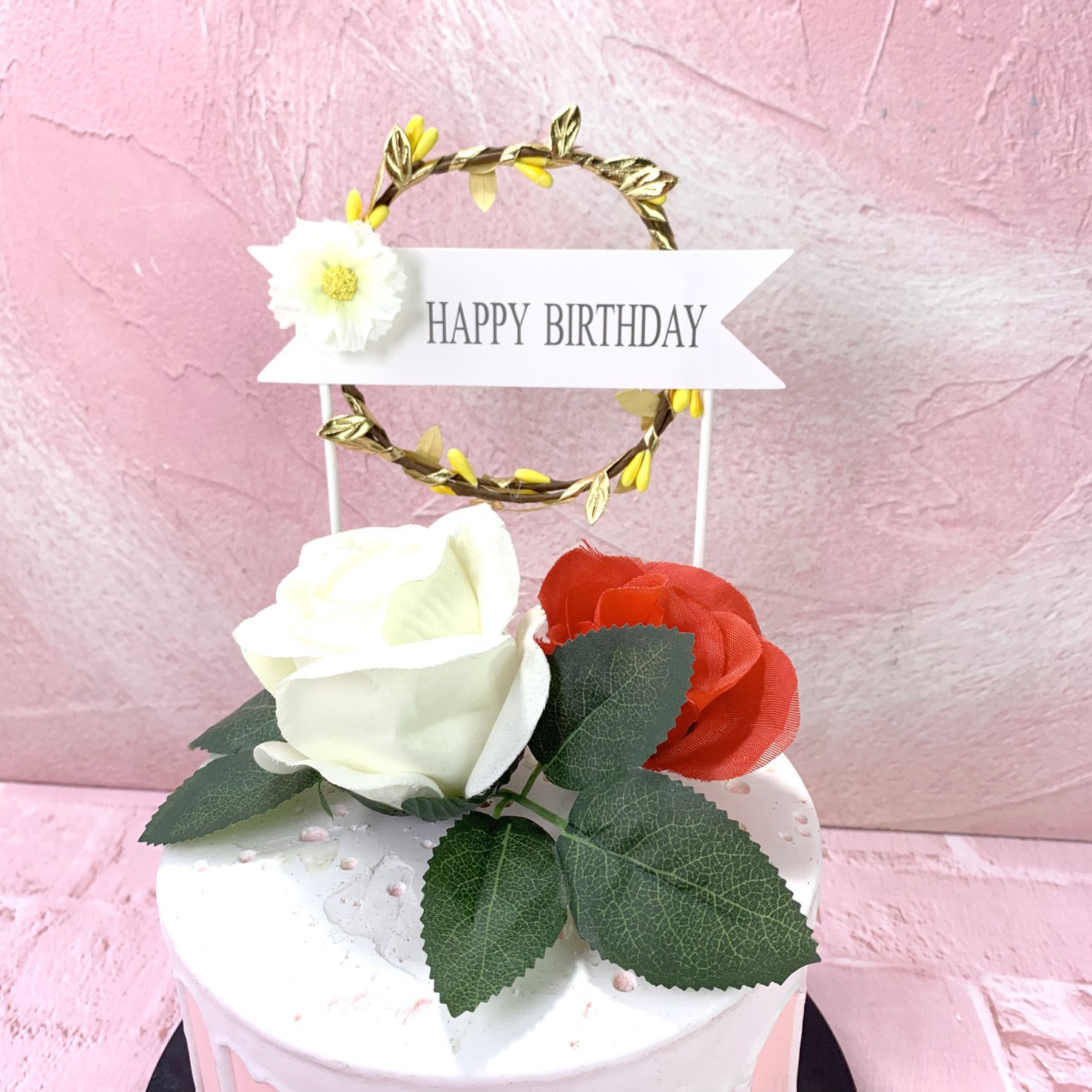 Mori Style Cake Decorative Rattan Garland Plug-in Romantic Mori Style Dessert Table Decorative Card Rattan Garland Decorative Flag