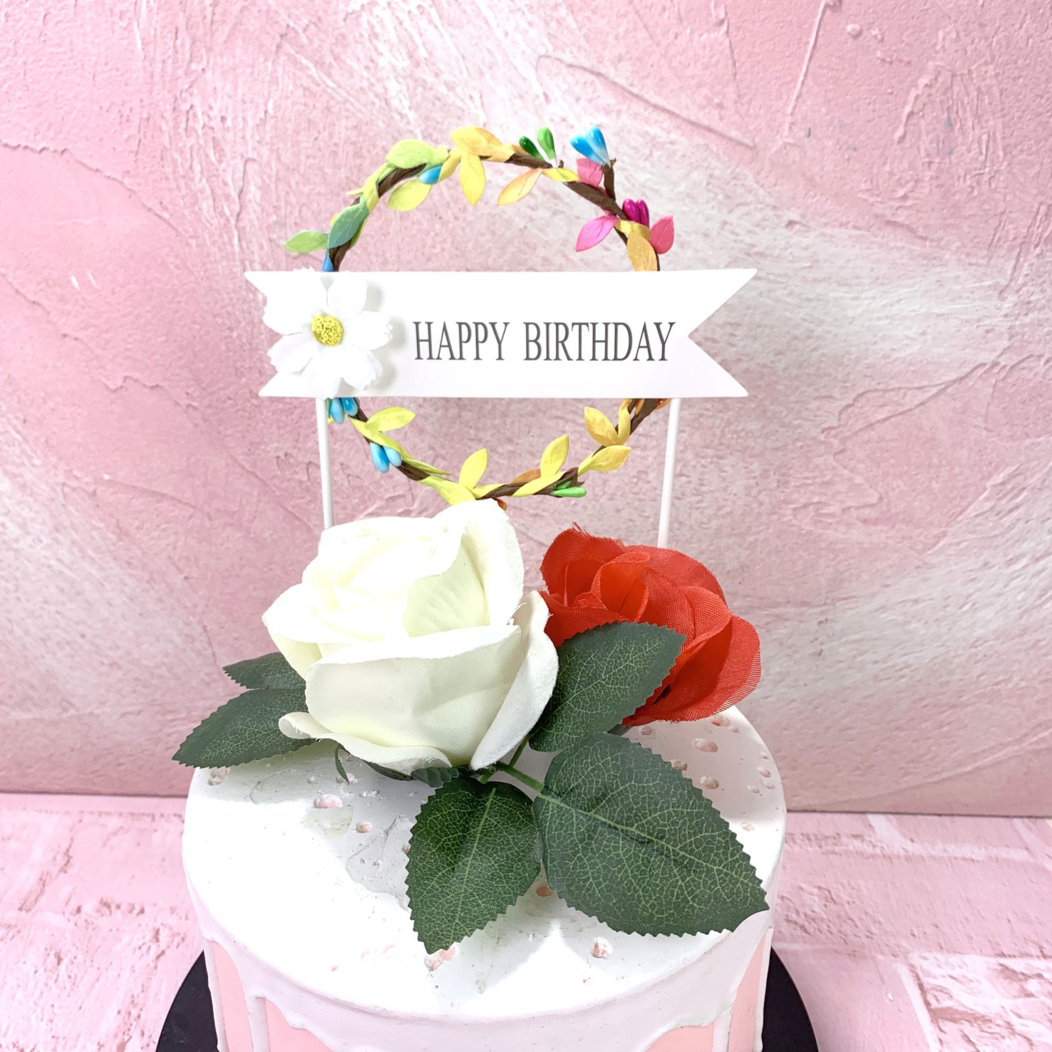 Mori Style Cake Decorative Rattan Garland Plug-in Romantic Mori Style Dessert Table Decorative Card Rattan Garland Decorative Flag
