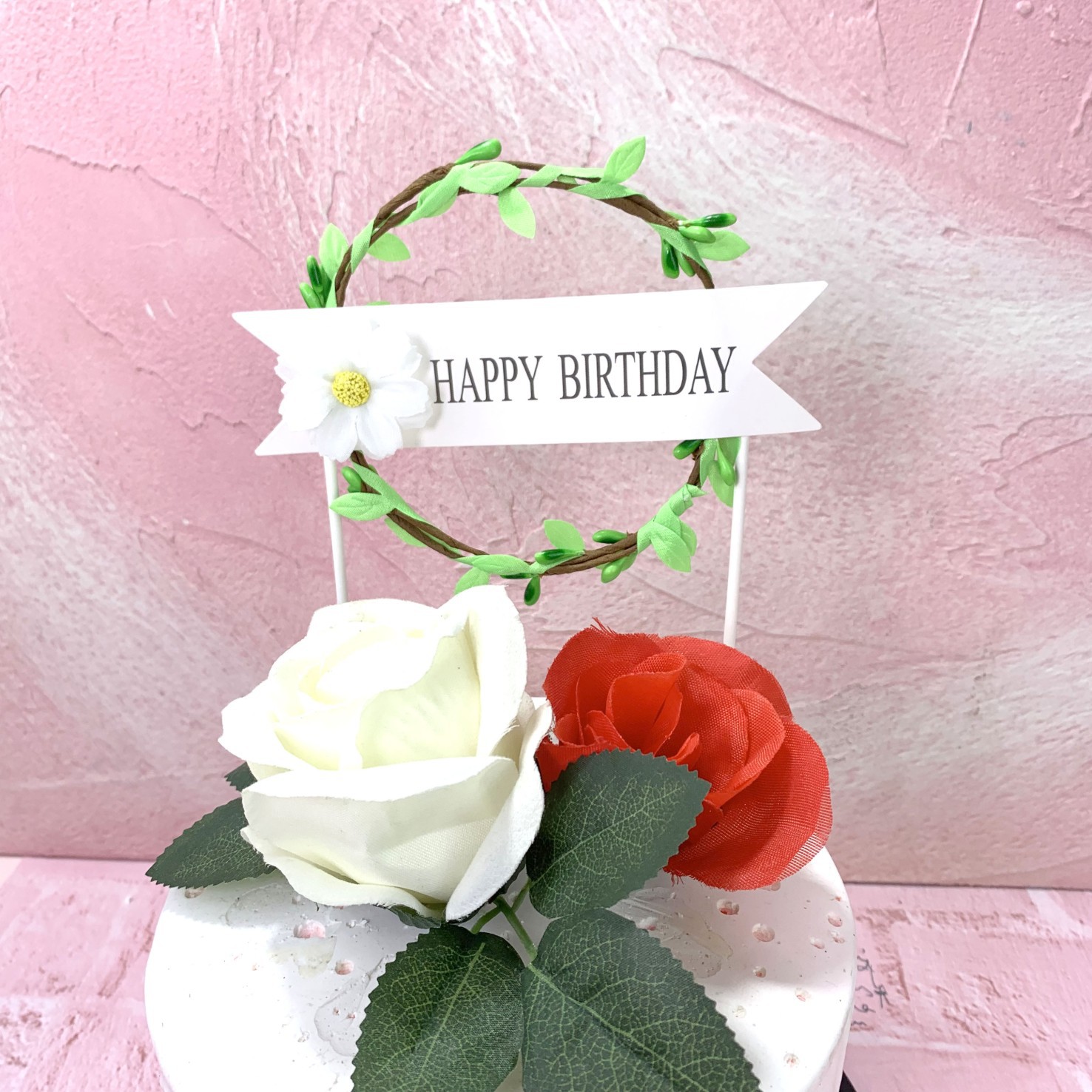 Mori Style Cake Decorative Rattan Garland Plug-in Romantic Mori Style Dessert Table Decorative Card Rattan Garland Decorative Flag