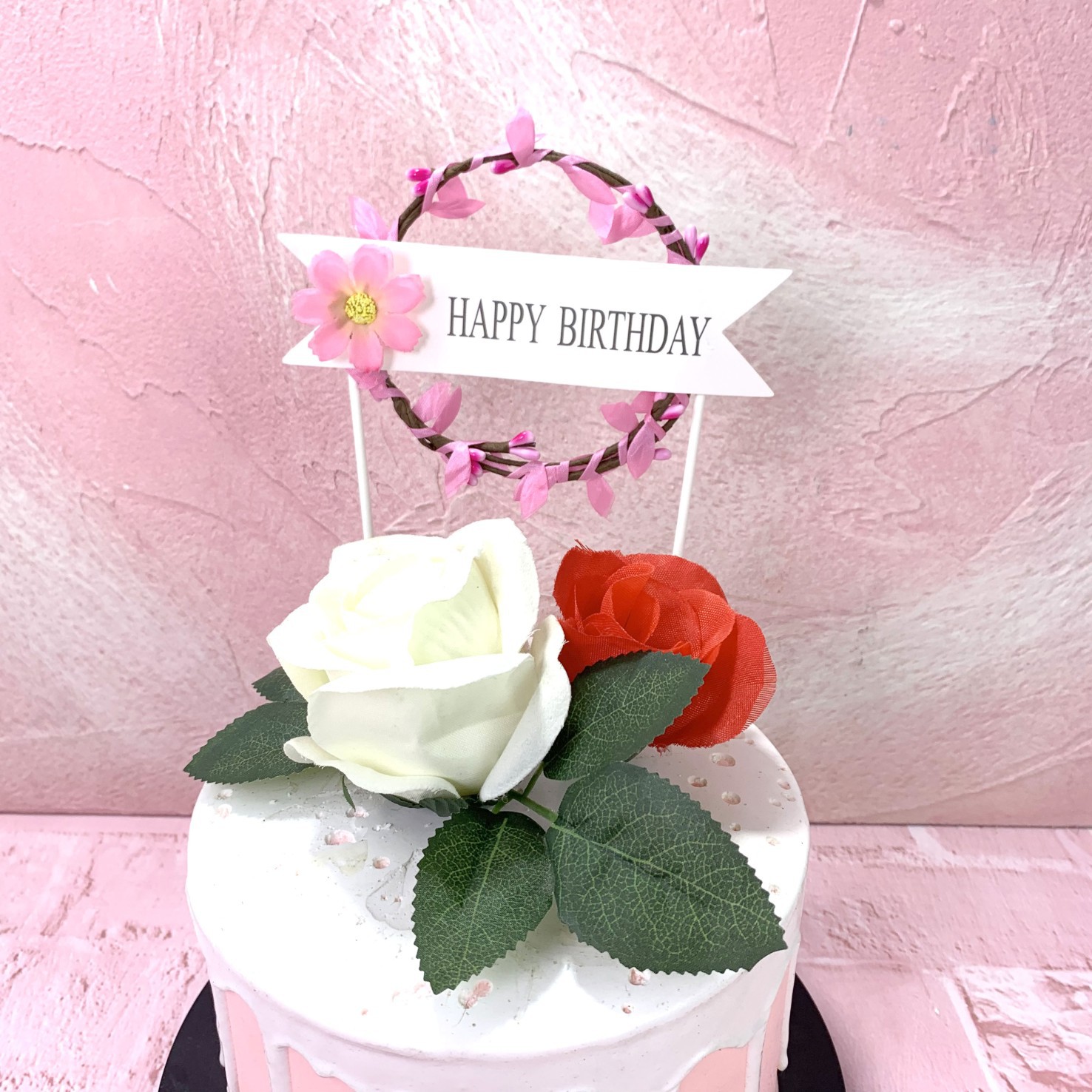 Mori Style Cake Decorative Rattan Garland Plug-in Romantic Mori Style Dessert Table Decorative Card Rattan Garland Decorative Flag