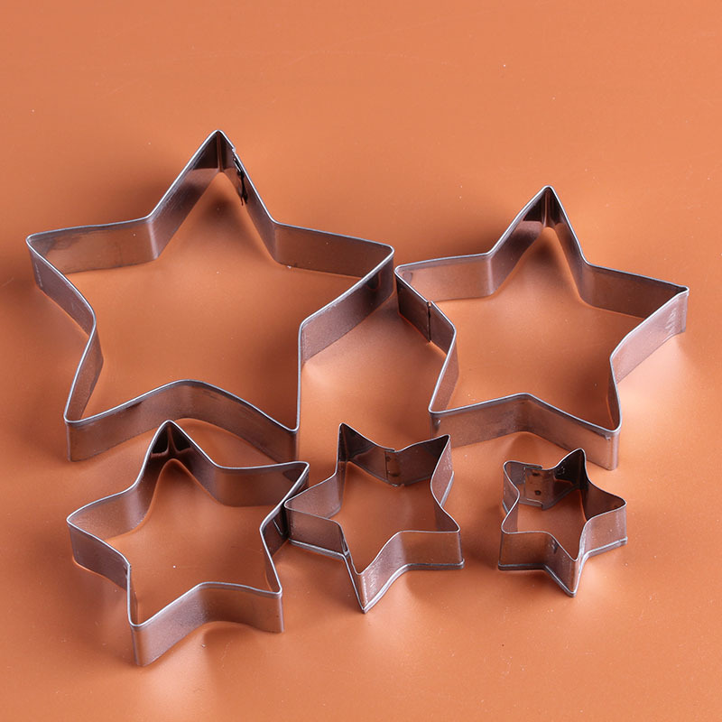 New Creative Stainless Steel Cookie Cutter Five-Pointed Star 5-Piece Set Cake Mold DIY Baking Mold