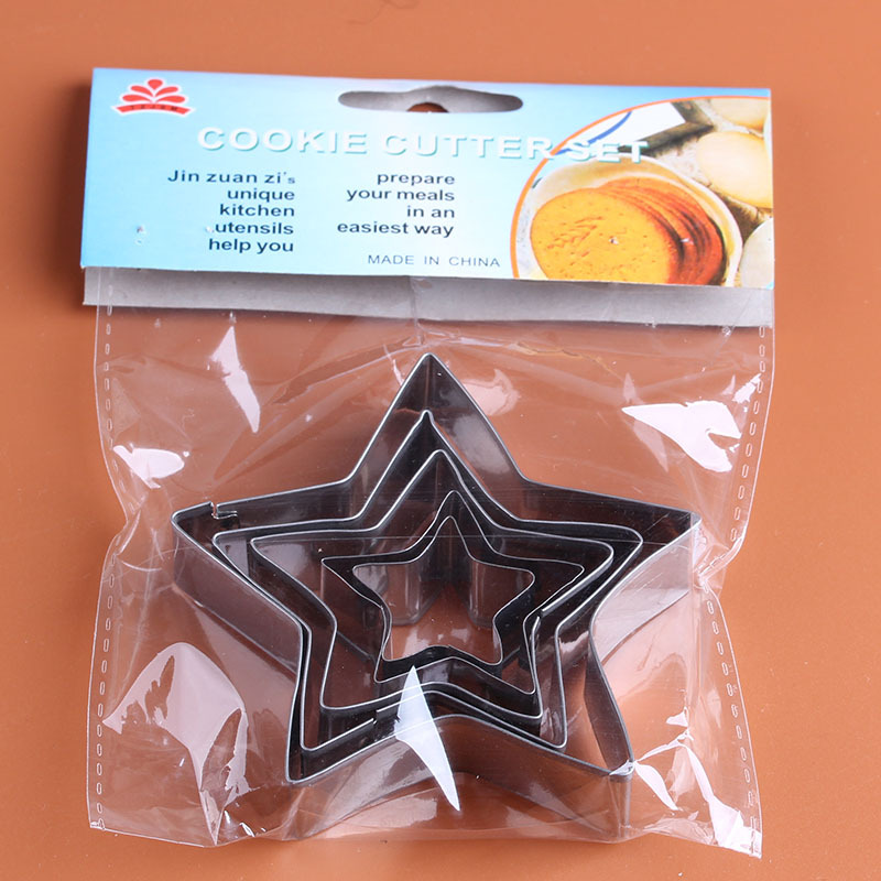 New Creative Stainless Steel Cookie Cutter Five-Pointed Star 5-Piece Set Cake Mold DIY Baking Mold