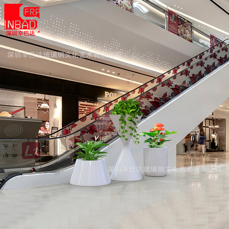 Modern Shopping Mall Special-Shaped Creative Design Flowerpot Simple Shape Hourglass Pot Hotel FRP round Flower Pot