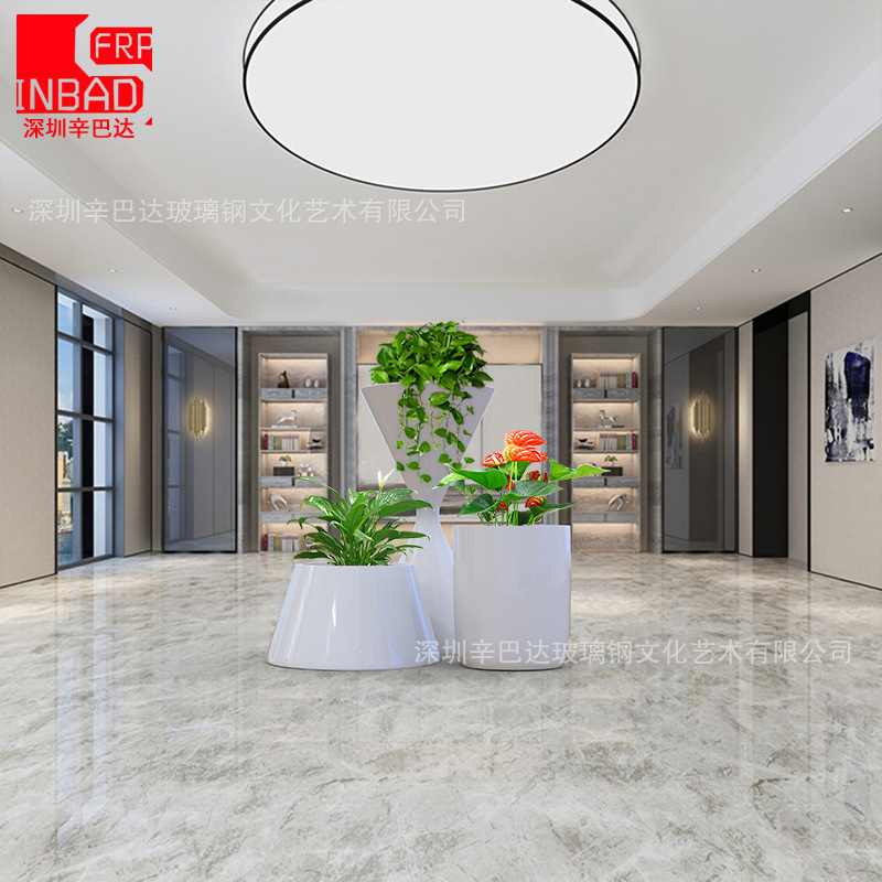 Modern Shopping Mall Special-Shaped Creative Design Flowerpot Simple Shape Hourglass Pot Hotel FRP round Flower Pot