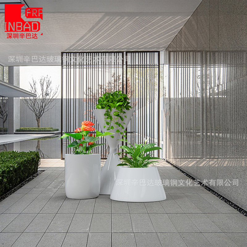 Modern Shopping Mall Special-Shaped Creative Design Flowerpot Simple Shape Hourglass Pot Hotel FRP round Flower Pot