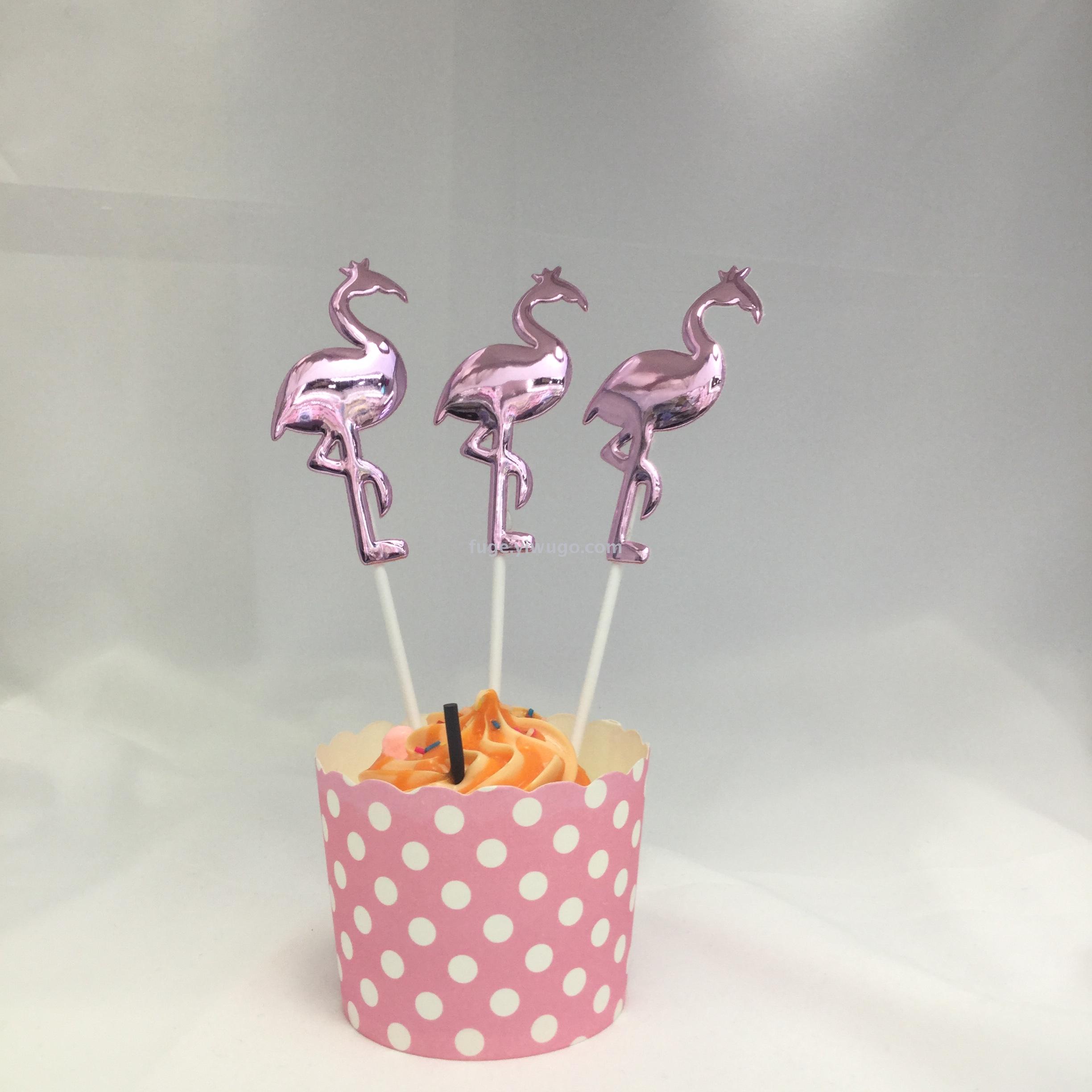 Pu birthday cake decoration plug-in card party dessert table fruit accessories fashion creative decoration 4pcs