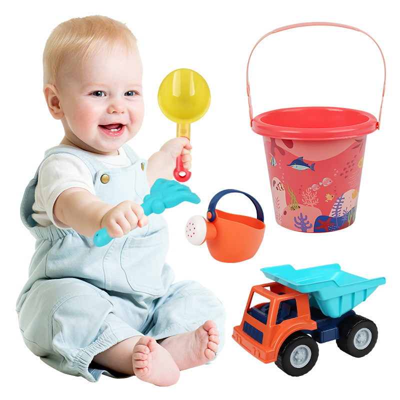 Children&#039;s Beach Toy Car Set Seaside Hourglass Shovel and Bucket Baby Sand Playing Sand Digging Sand Playing Tools