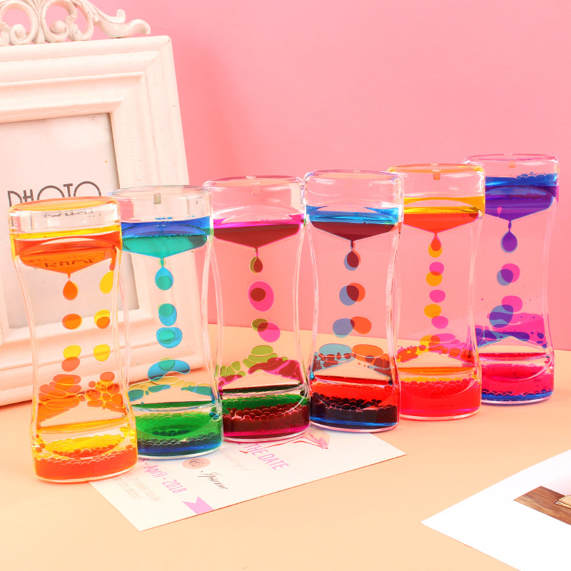 Wholesale Kg41 Two-Color Liquid Oil Leakage Oil Drops Hourglass Timer Decompression Crafts Creative Gift Decoration