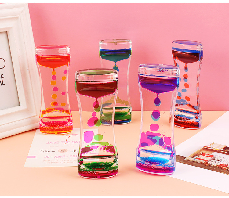 Wholesale Kg41 Two-Color Liquid Oil Leakage Oil Drops Hourglass Timer Decompression Crafts Creative Gift Decoration Wholesale Kg41 Two-Color Liquid Oil Leakage Oil Drops Hourglass Timer Decompression Crafts Creative Gift Decoration