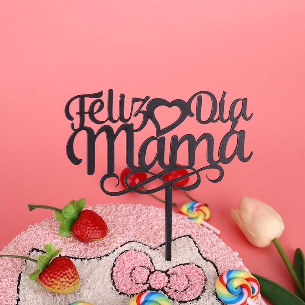 Factory Direct Supply Love Spanish Mother's Day Cake Decorative Planting Flags Innovation Dessert Table Plug-in Cake Inserting Card