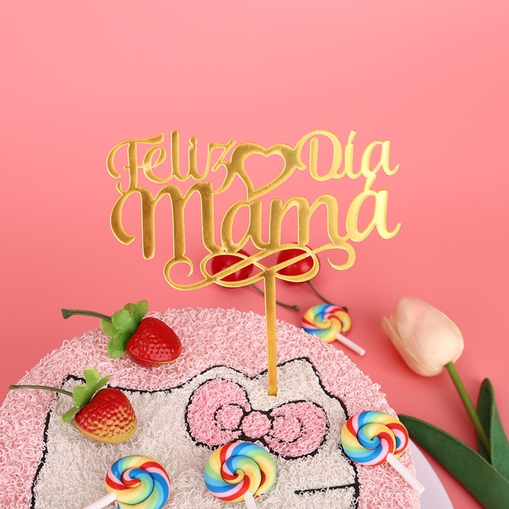 Factory Direct Supply Love Spanish Mother's Day Cake Decorative Planting Flags Innovation Dessert Table Plug-in Cake Inserting Card