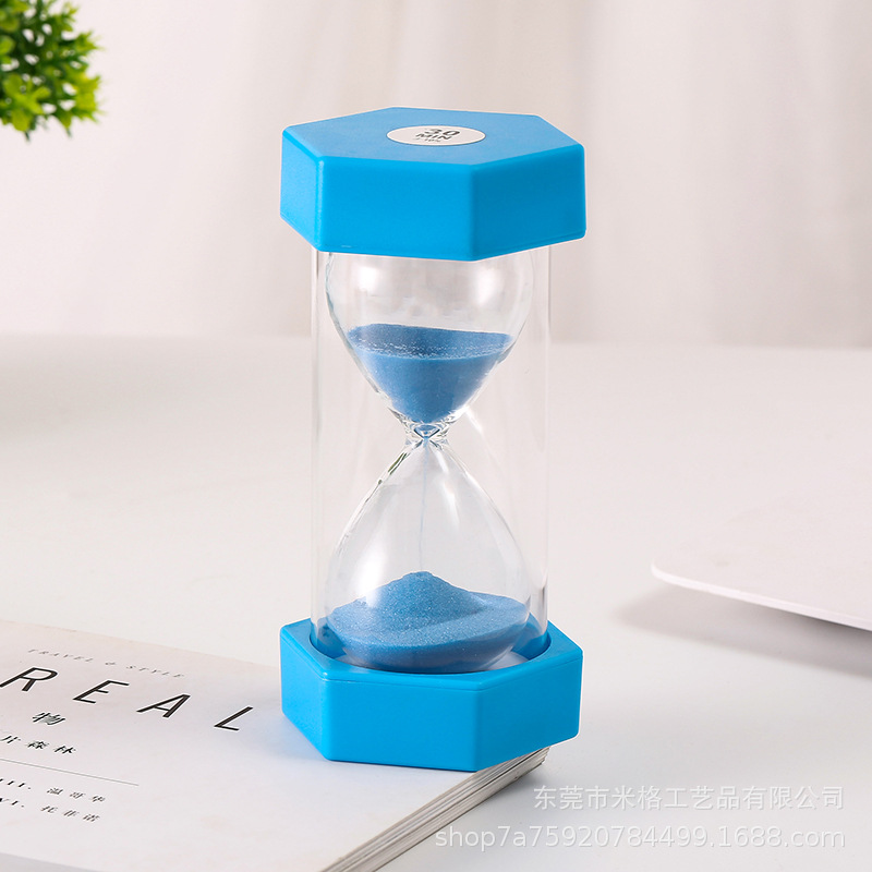 Factory Direct Sales Small Hexagonal Drop-Resistant Hourglass 3/5/10/20/30/60 Minutes Plastic Timer Children&#039;s Gift