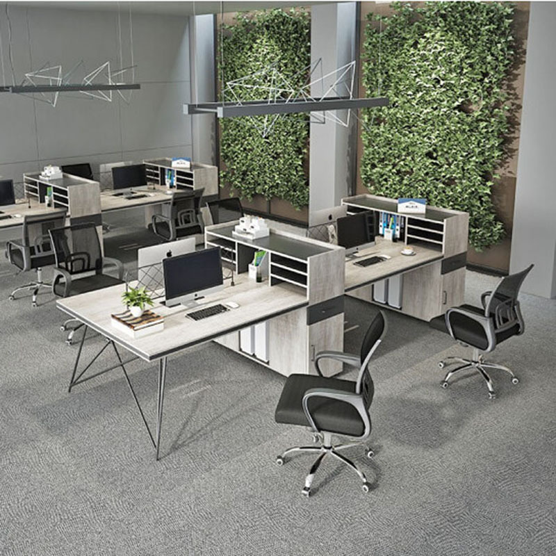 Staff Desk Four-Seat Subareas Screens Staff Table and Chair Combination Financial Card Position Industrial Style Office Furniture