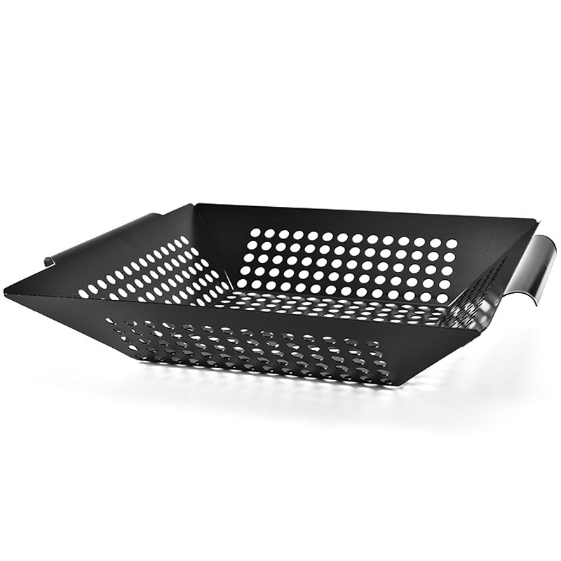 Stainless Steel Square Grilled Basket Porous Barbecue Plate Grill Baskets Barbecue Colander BBQ Outdoor Grill