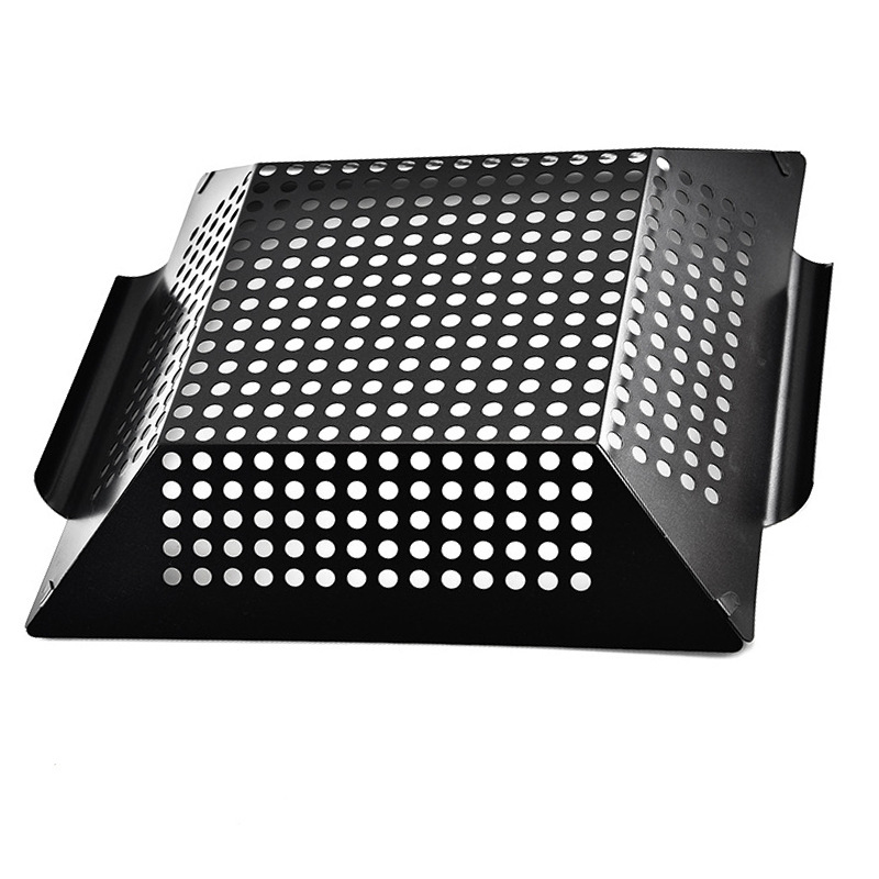 Stainless Steel Square Grilled Basket Porous Barbecue Plate Grill Baskets Barbecue Colander BBQ Outdoor Grill