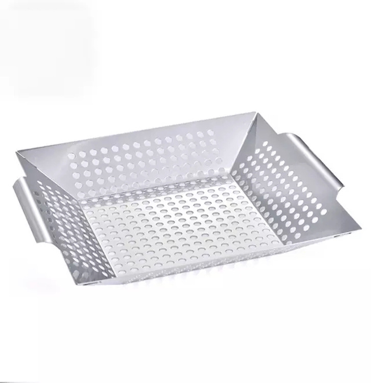 Stainless Steel Square Grilled Basket Porous Barbecue Plate Grill Baskets Barbecue Colander BBQ Outdoor Grill Stainless Steel Square Grilled Basket Porous Barbecue Plate Grill Baskets Barbecue Colander BBQ Outdoor Grill