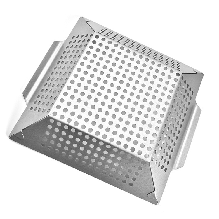 Stainless Steel Square Grilled Basket Porous Barbecue Plate Grill Baskets Barbecue Colander BBQ Outdoor Grill Stainless Steel Square Grilled Basket Porous Barbecue Plate Grill Baskets Barbecue Colander BBQ Outdoor Grill