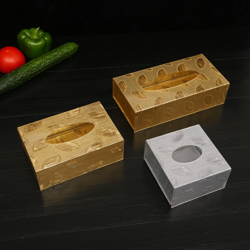 Customizable Wholesale Multi-Specification Tissue Box Restaurant Bar Paper Extraction Box Advertising Tissue Box Gold Silk Gold Leaf Tissue Box