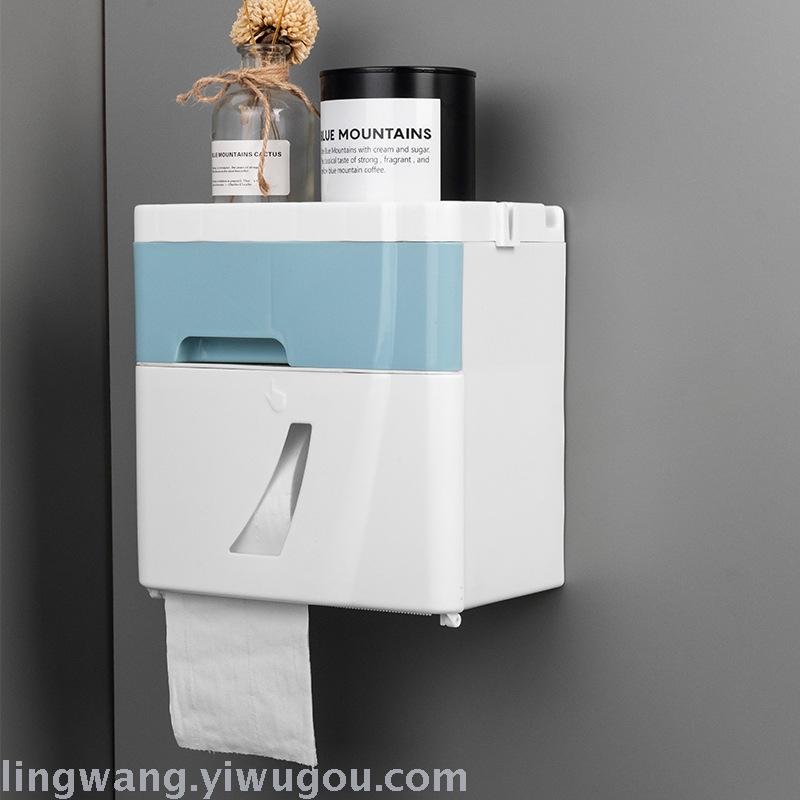 Double Drawer Tissue Box Household Punch-Free Creative Waterproof Tissue and Toilet Paper Dispenser Bathroom Storage Storage