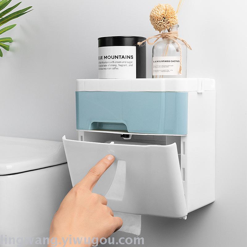 Double Drawer Tissue Box Household Punch-Free Creative Waterproof Tissue and Toilet Paper Dispenser Bathroom Storage Storage