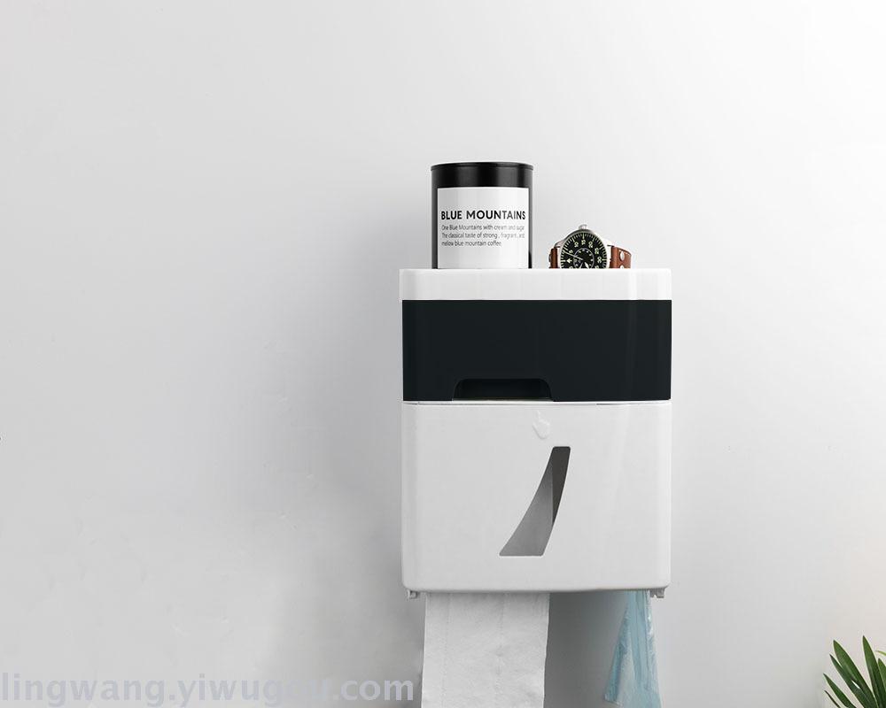 Double Drawer Tissue Box Household Punch-Free Creative Waterproof Tissue and Toilet Paper Dispenser Bathroom Storage Storage