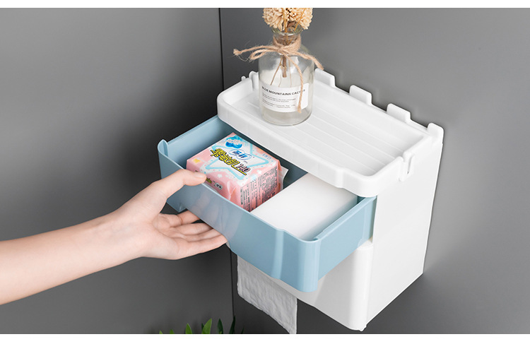 Double Drawer Tissue Box Household Punch-Free Creative Waterproof Tissue and Toilet Paper Dispenser Bathroom Storage Storage Double Drawer Tissue Box Household Punch-Free Creative Waterproof Tissue and Toilet Paper Dispenser Bathroom Storage Storage