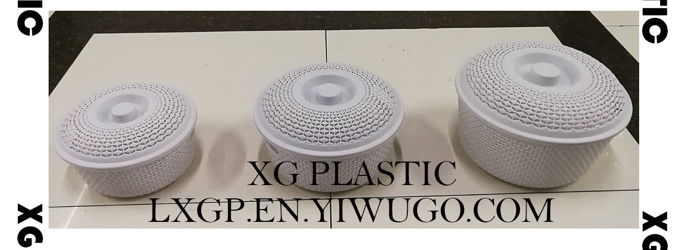 storage bin plastic round basket with cover unique hollow design PP storage organizer fashion fruits baskets 3 size box