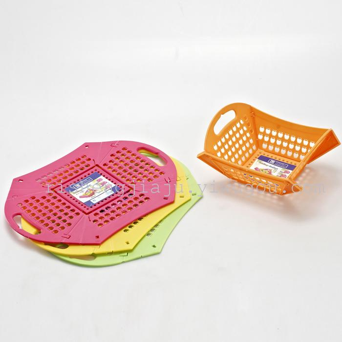 Plastic top grade folding baskets kitchen storage drain basket fruit gift promotional baskets RS-6221
