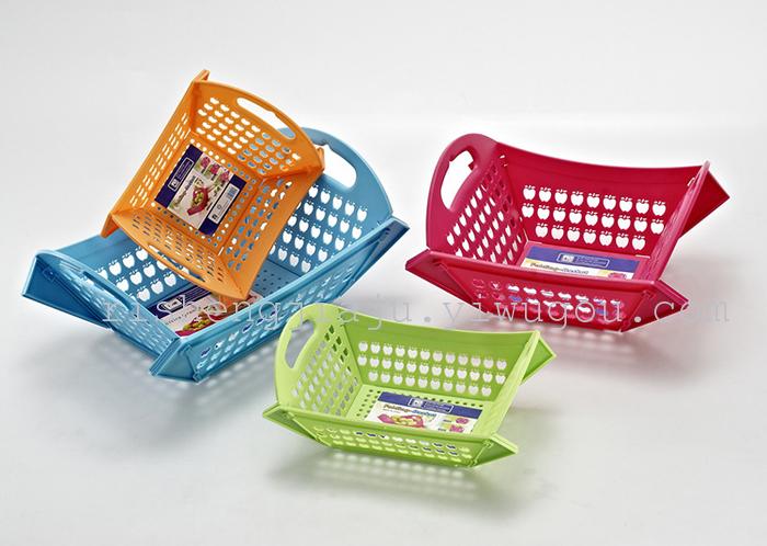 Plastic top grade folding baskets kitchen storage drain basket fruit gift promotional baskets RS-6221