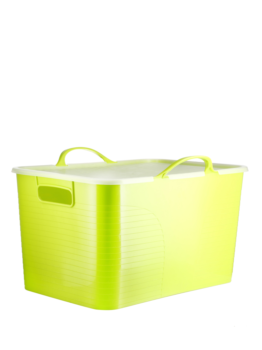 Storage basket commodity green plastic rectangular 30L laundry baskets lids