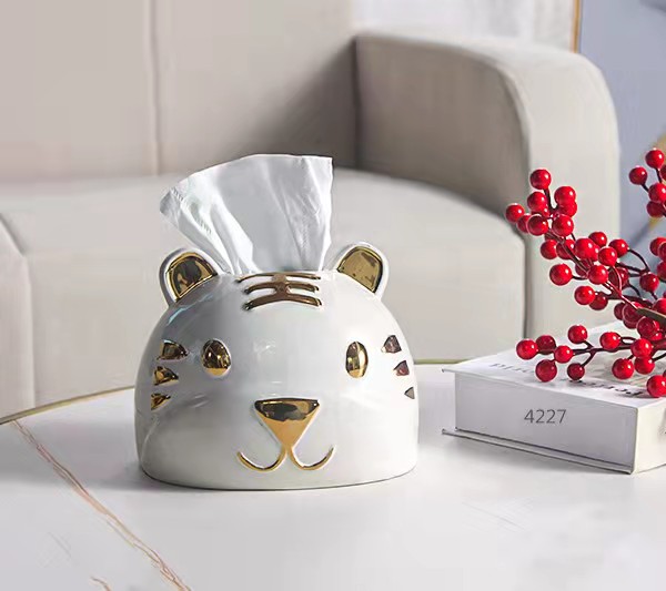 Creative Ceramic Tissue Box Tiger Type Furnishings Ornaments Household Supplies Series