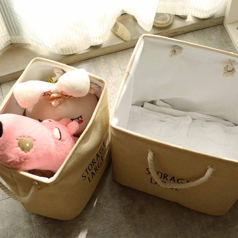 Thickened Linen-like Simple Thickened Linen Dirty Laundry Storage Basket Toy Bucket Sundries Basket Laundry Baskets EVA Material