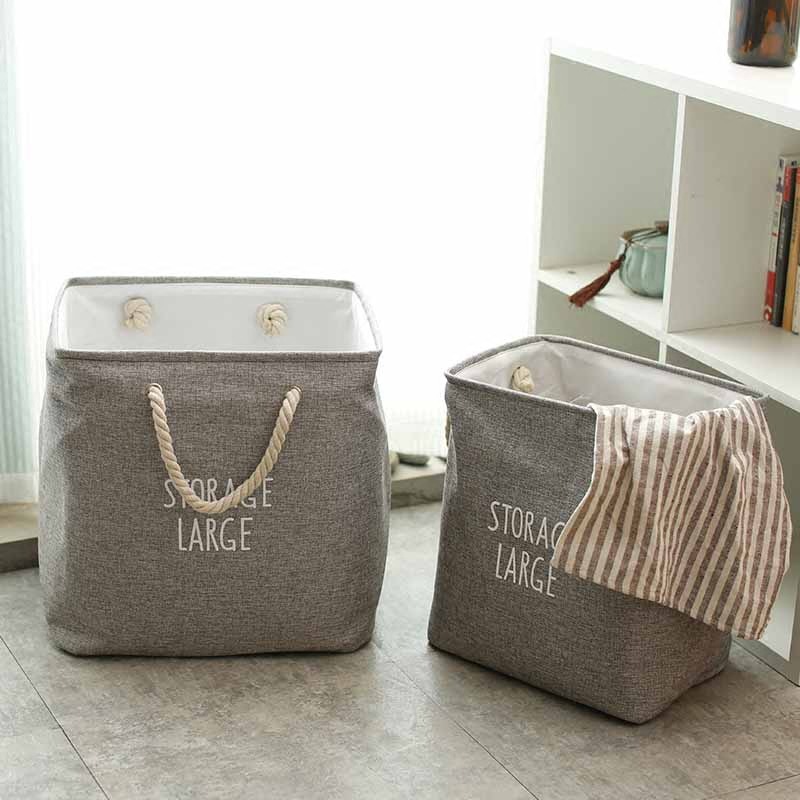 Thickened Linen-like Simple Thickened Linen Dirty Laundry Storage Basket Toy Bucket Sundries Basket Laundry Baskets EVA Material