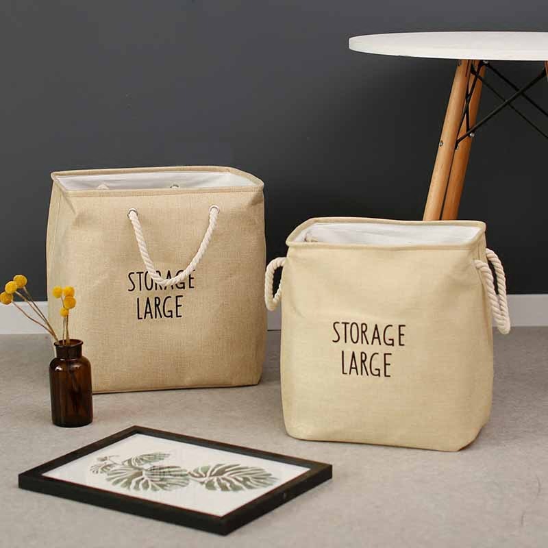 Thickened Linen-like Simple Thickened Linen Dirty Laundry Storage Basket Toy Bucket Sundries Basket Laundry Baskets EVA Material
