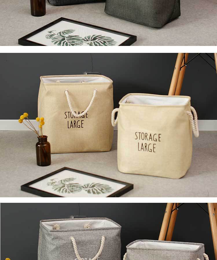 Thickened Linen-like Simple Thickened Linen Dirty Laundry Storage Basket Toy Bucket Sundries Basket Laundry Baskets EVA Material