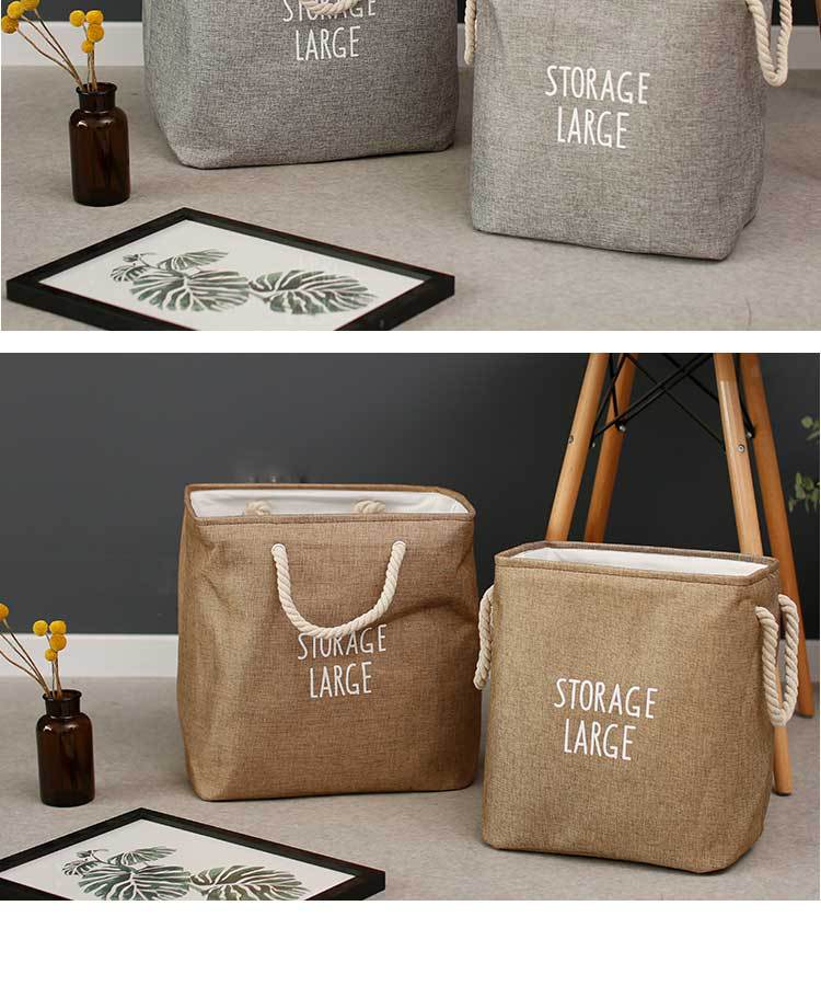Thickened Linen-like Simple Thickened Linen Dirty Laundry Storage Basket Toy Bucket Sundries Basket Laundry Baskets EVA Material