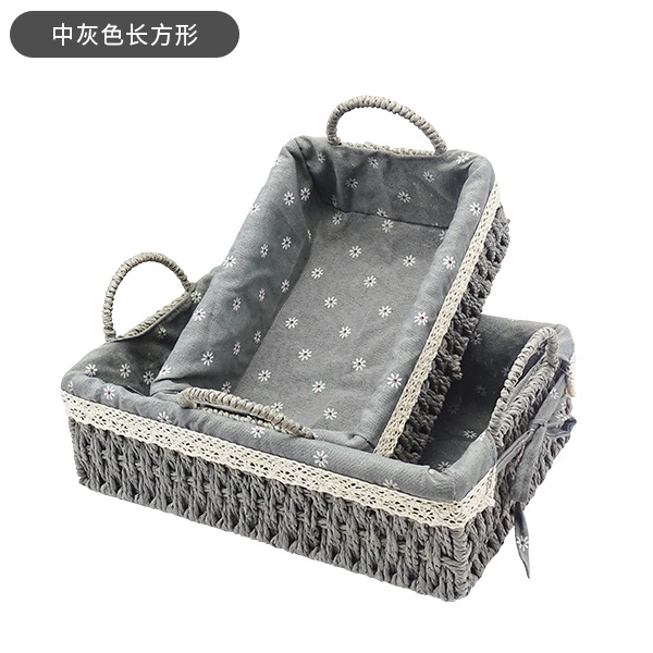 Rattan Storage Paper String Baskets  Storage Basket Desktop Sundries Organizer Storage Snack Storage Box Sundries