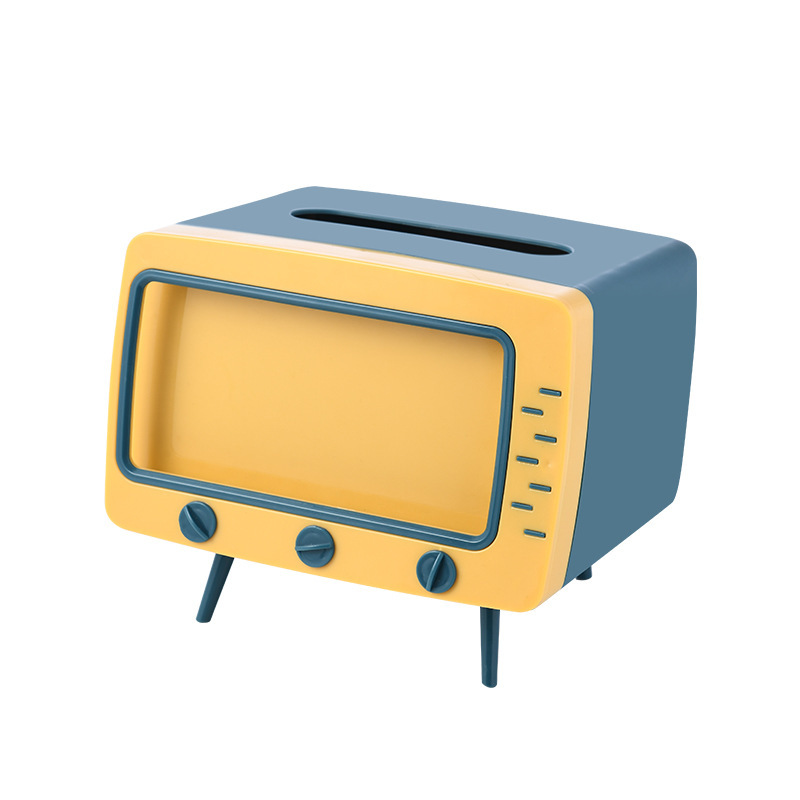 INS Same Cute TV Tissue Box Free Punch Tissue Box Mobile Phone Holder Storage Box Desktop Decoration