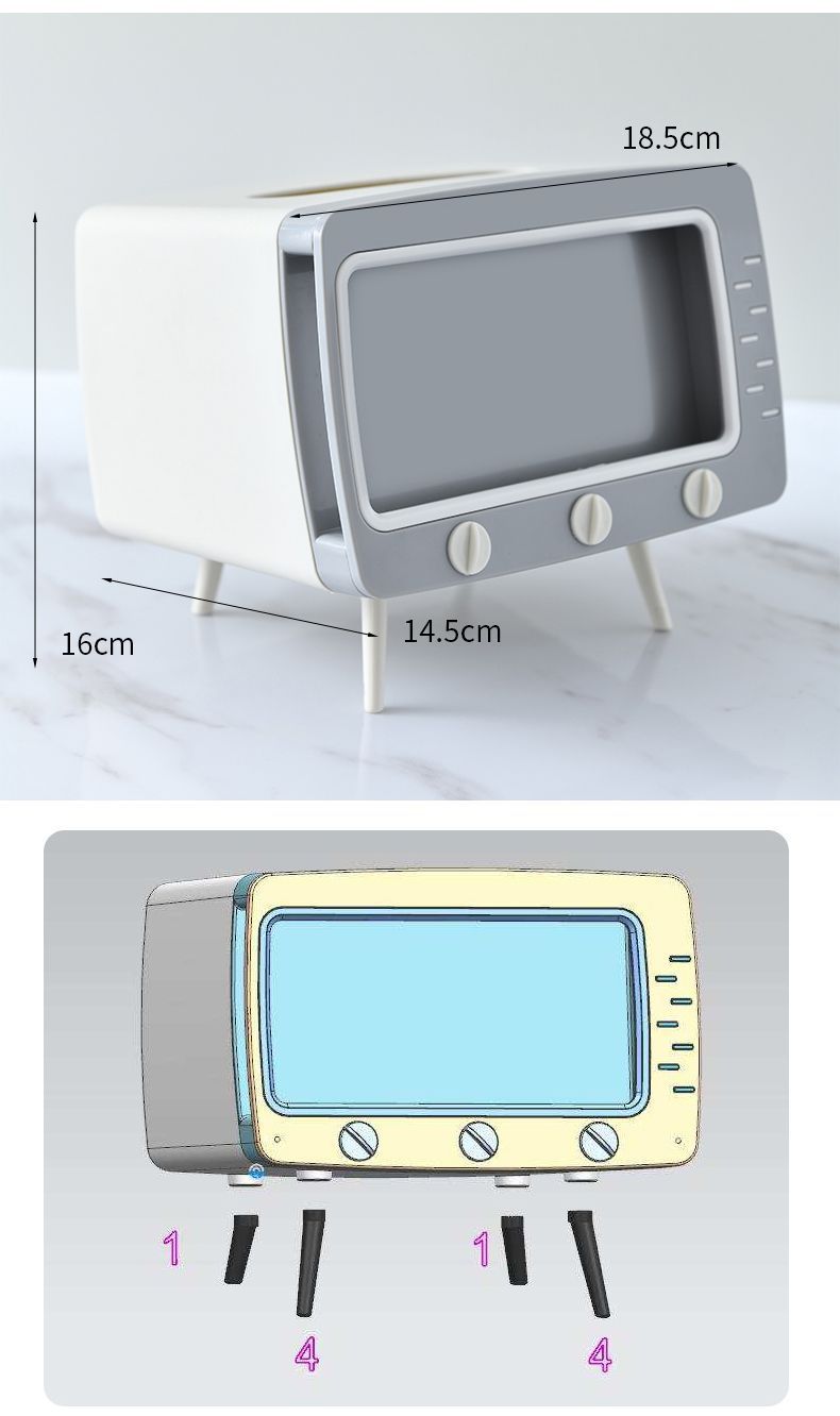 INS Same Cute TV Tissue Box Free Punch Tissue Box Mobile Phone Holder Storage Box Desktop Decoration