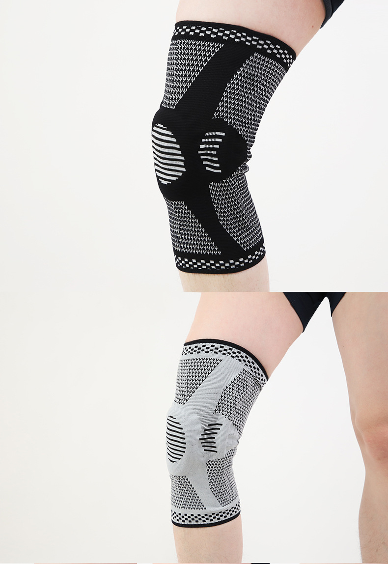 Sports Cross-Border Silicone Spring Support Knee Pad Basketball Suit Shock-Absorbing Knitted Knee Pads Outdoor Sporting Goods Protective Gear