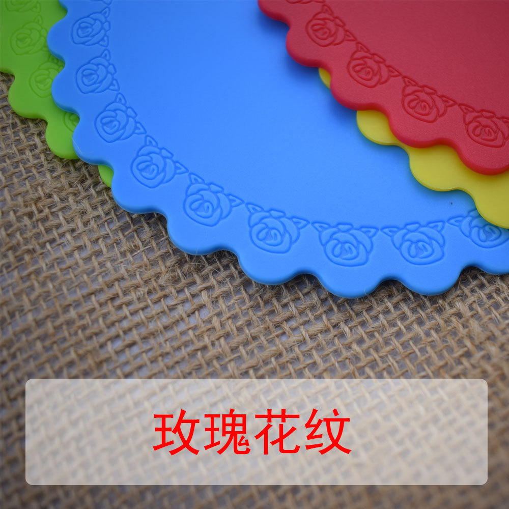 Rose Lace round Silicone Thermal Insulation Pad Coaster Anti-Scald and Anti-Slip Mat Casserole Tray Pot Bowl Coaster Dining Table Cushion