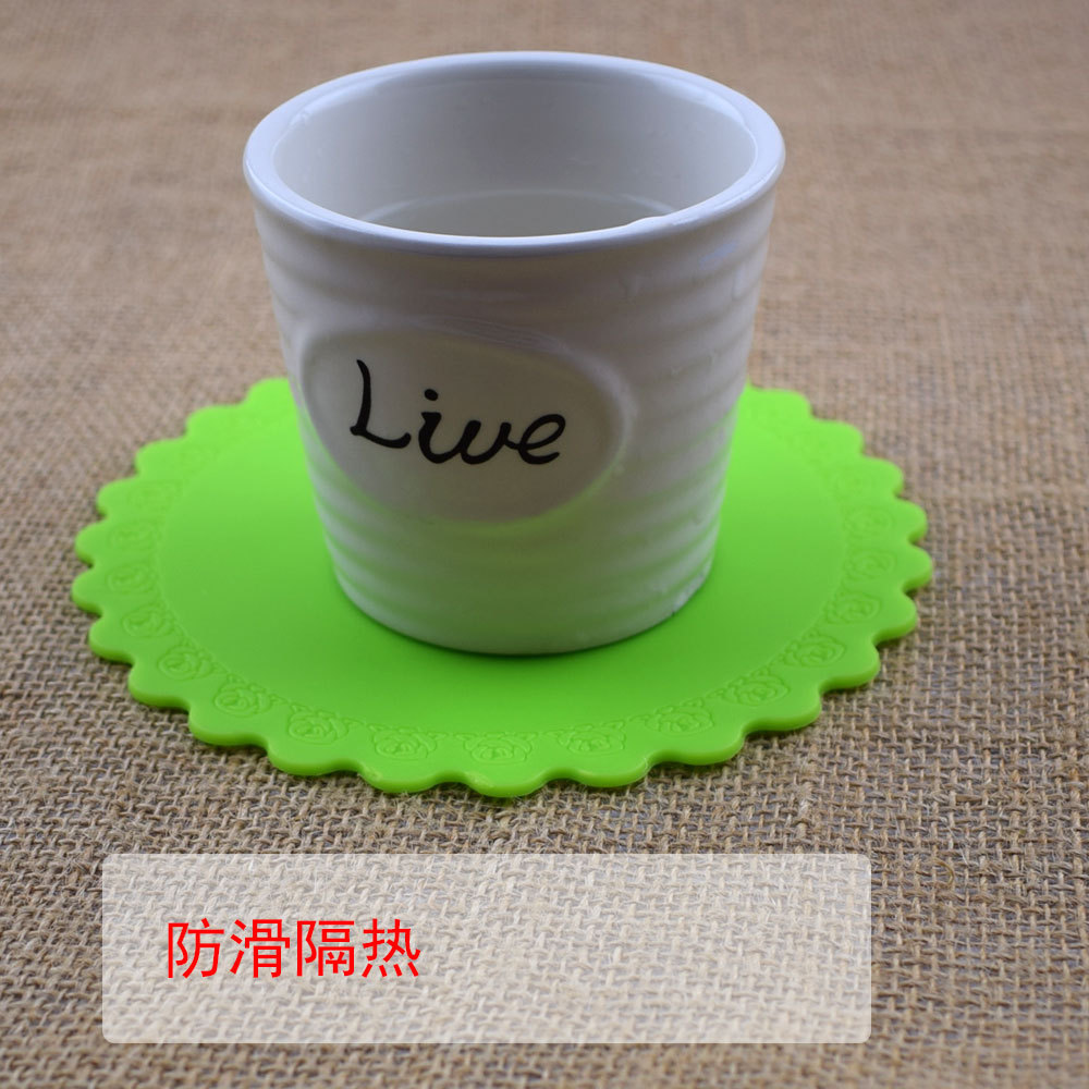 Rose Lace round Silicone Thermal Insulation Pad Coaster Anti-Scald and Anti-Slip Mat Casserole Tray Pot Bowl Coaster Dining Table Cushion