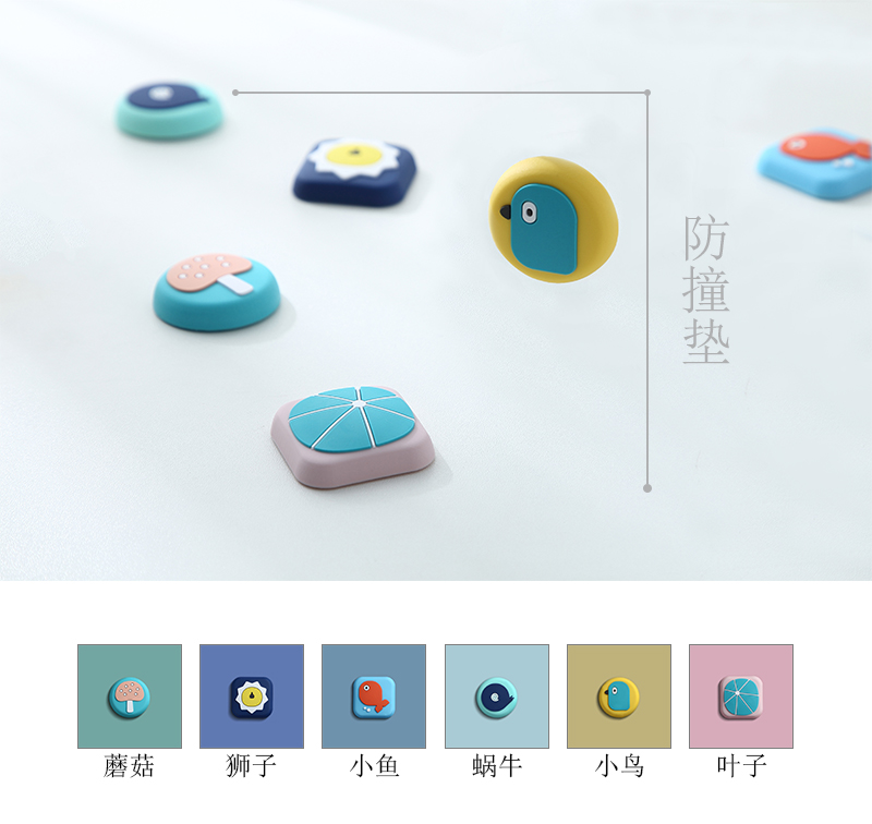 Cartoon Creative Door Handle Crash Pad Wall Stickers behind the Door Refrigerator Bump Stickers Household Silent Thickening Silicone Screen Protector