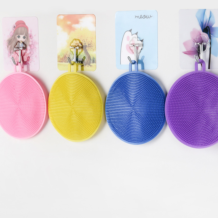 Creative round Silicone Dish Towel Kitchen Decontamination Cleaning Brush Heat Insulation Silica Gel Pad Oil-Free Rag Dishcloth