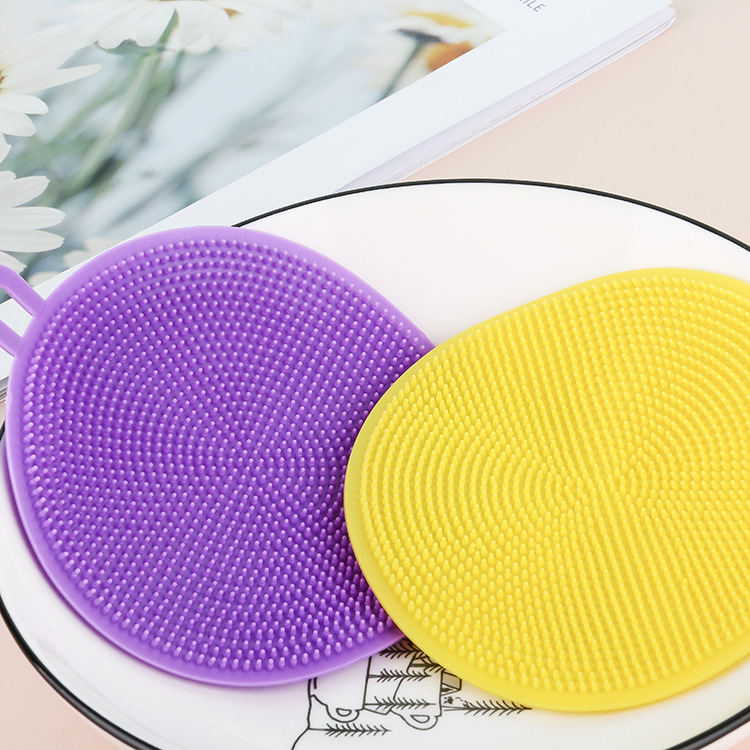 Creative round Silicone Dish Towel Kitchen Decontamination Cleaning Brush Heat Insulation Silica Gel Pad Oil-Free Rag Dishcloth